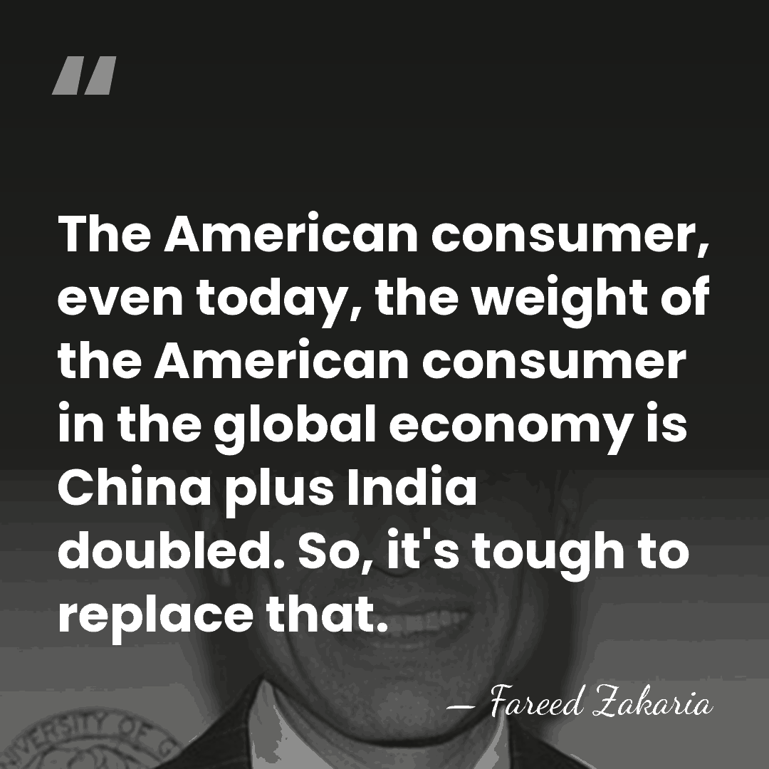 The American consumer, even today, the weight of the American consumer in&hellip; - Fareed Zakaria