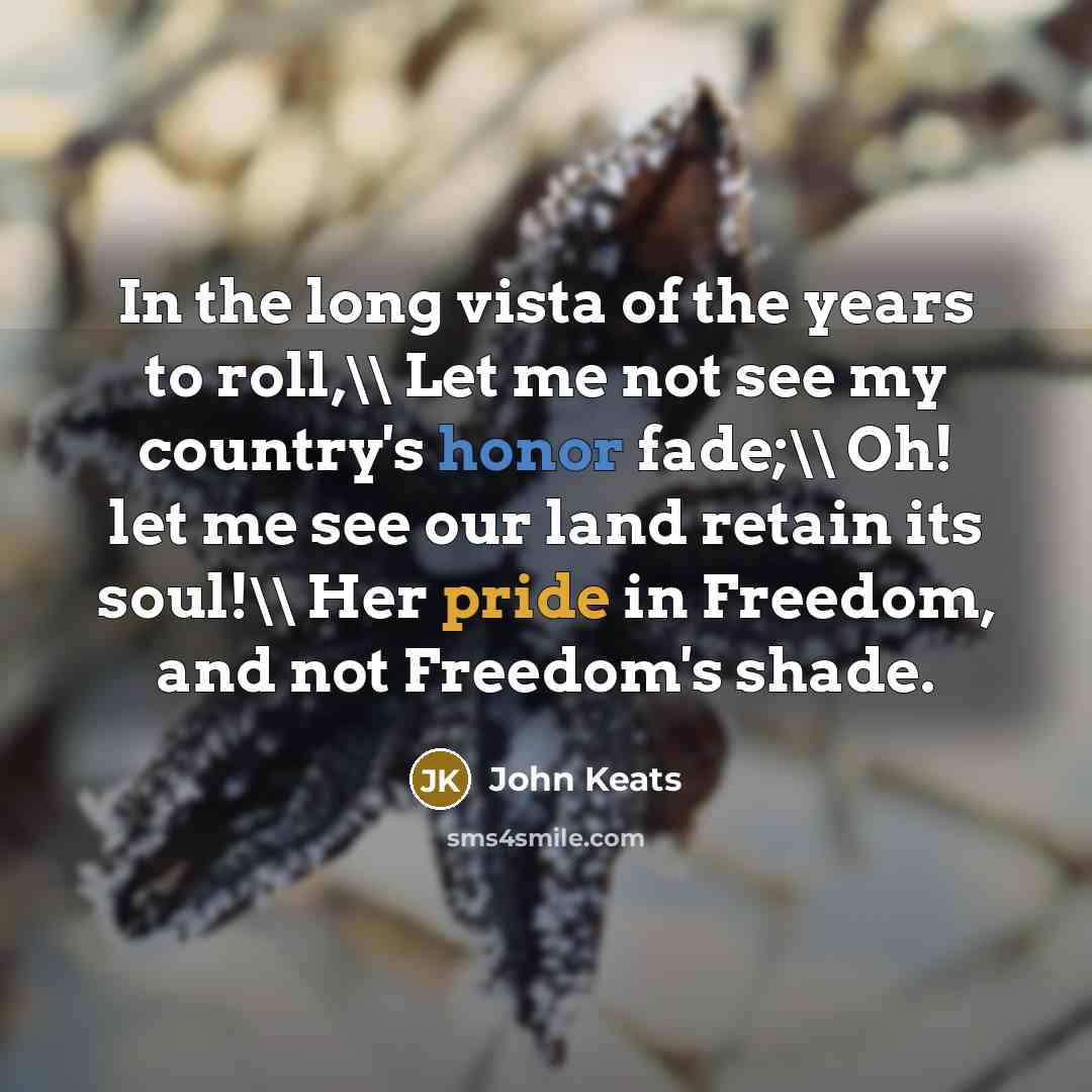 “In the long vista of the years to roll,\\ Let…” quote by John Keats