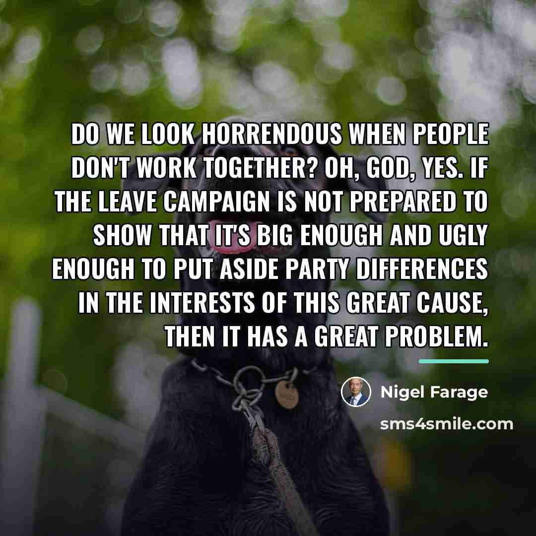 “Do we look horrendous when people don't work together? Oh,…” quote by Nigel Farage