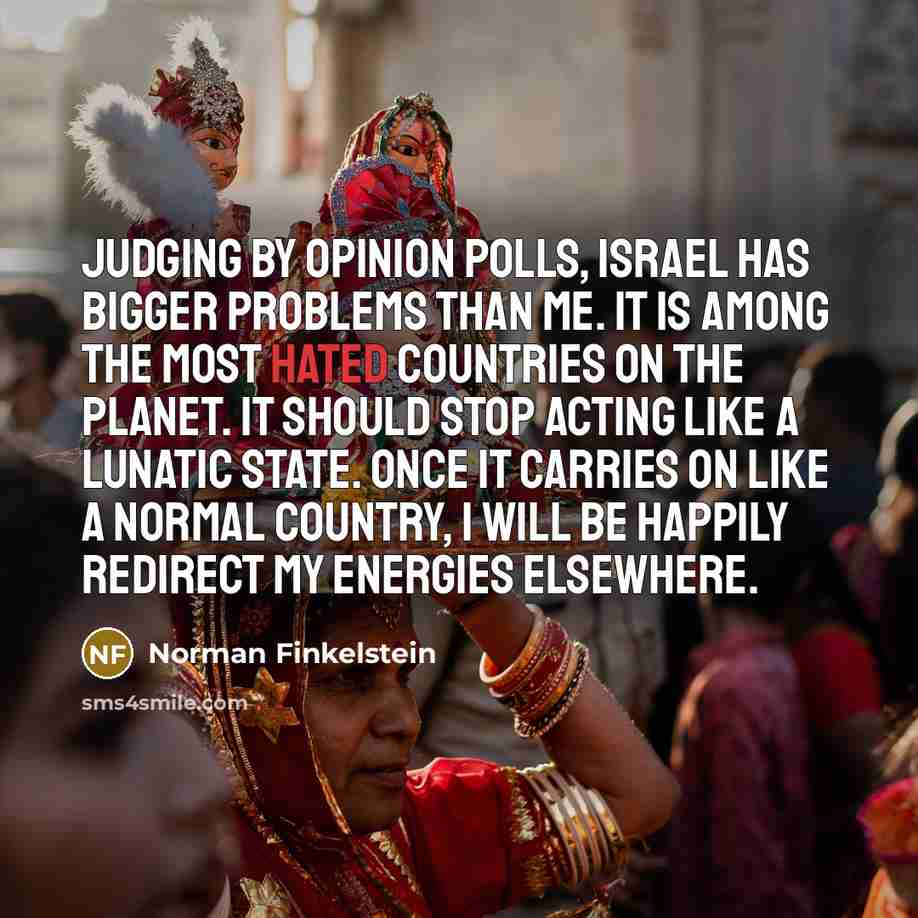 “Judging by opinion polls, Israel has bigger problems than me.…” quote by Norman Finkelstein