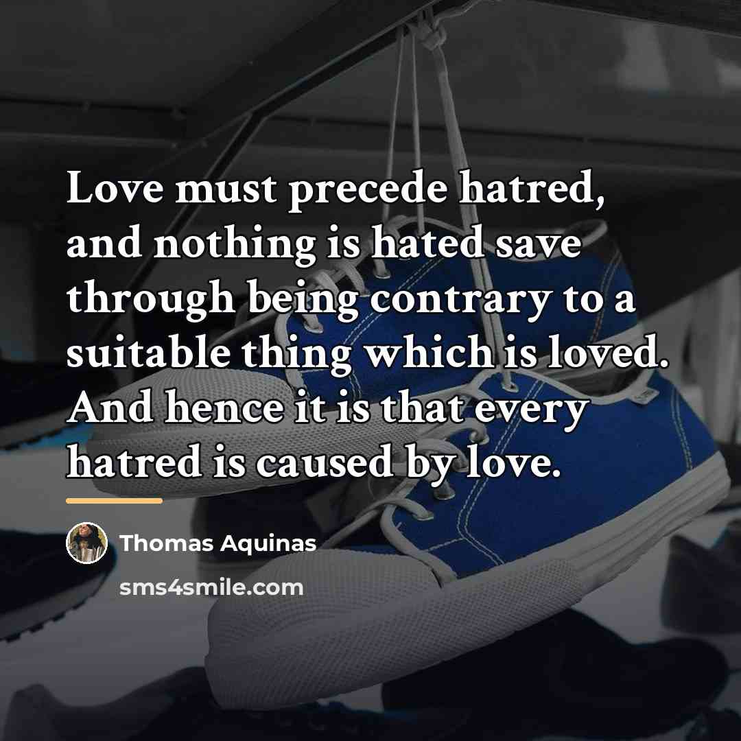 “Love must precede hatred, and nothing is hated save through…” quote by Thomas Aquinas