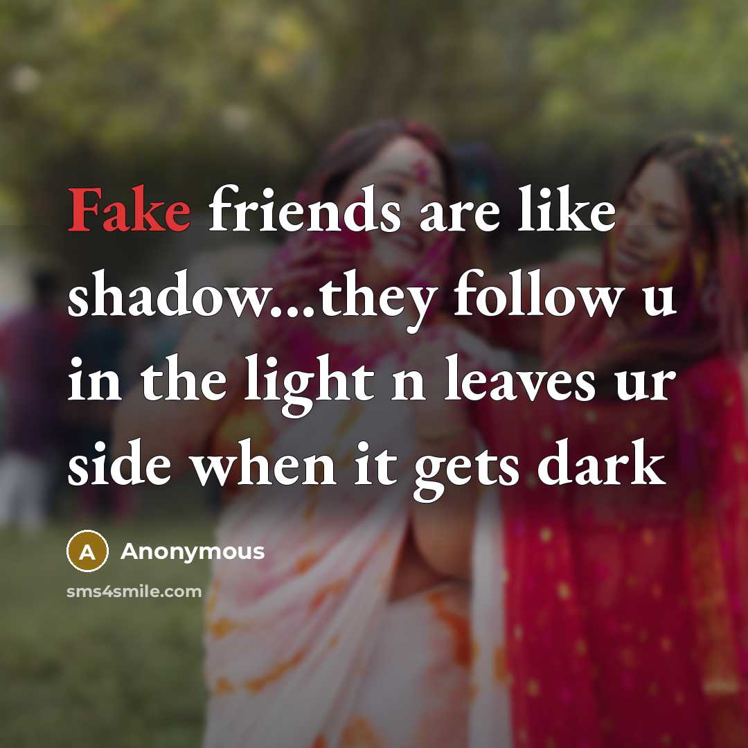 “Fake friends are like shadow...they follow u in the light…” quote by Anonymous