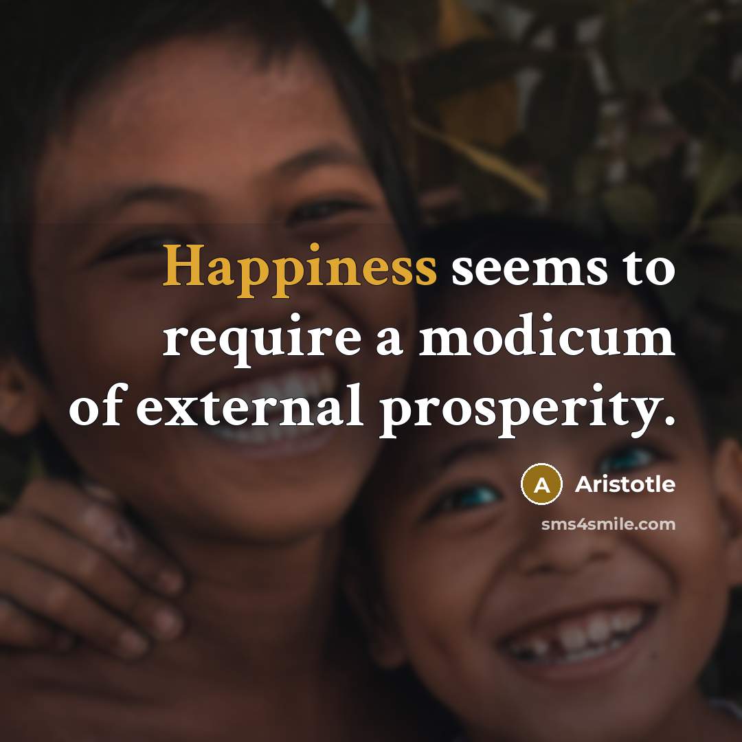 “Happiness seems to require a modicum of external prosperity.…” quote by Aristotle