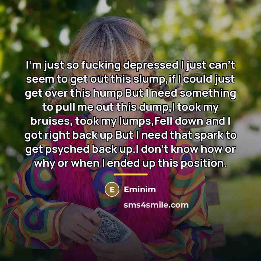 “I'm just so fucking depressed I just can't seem to…” quote by Eminim