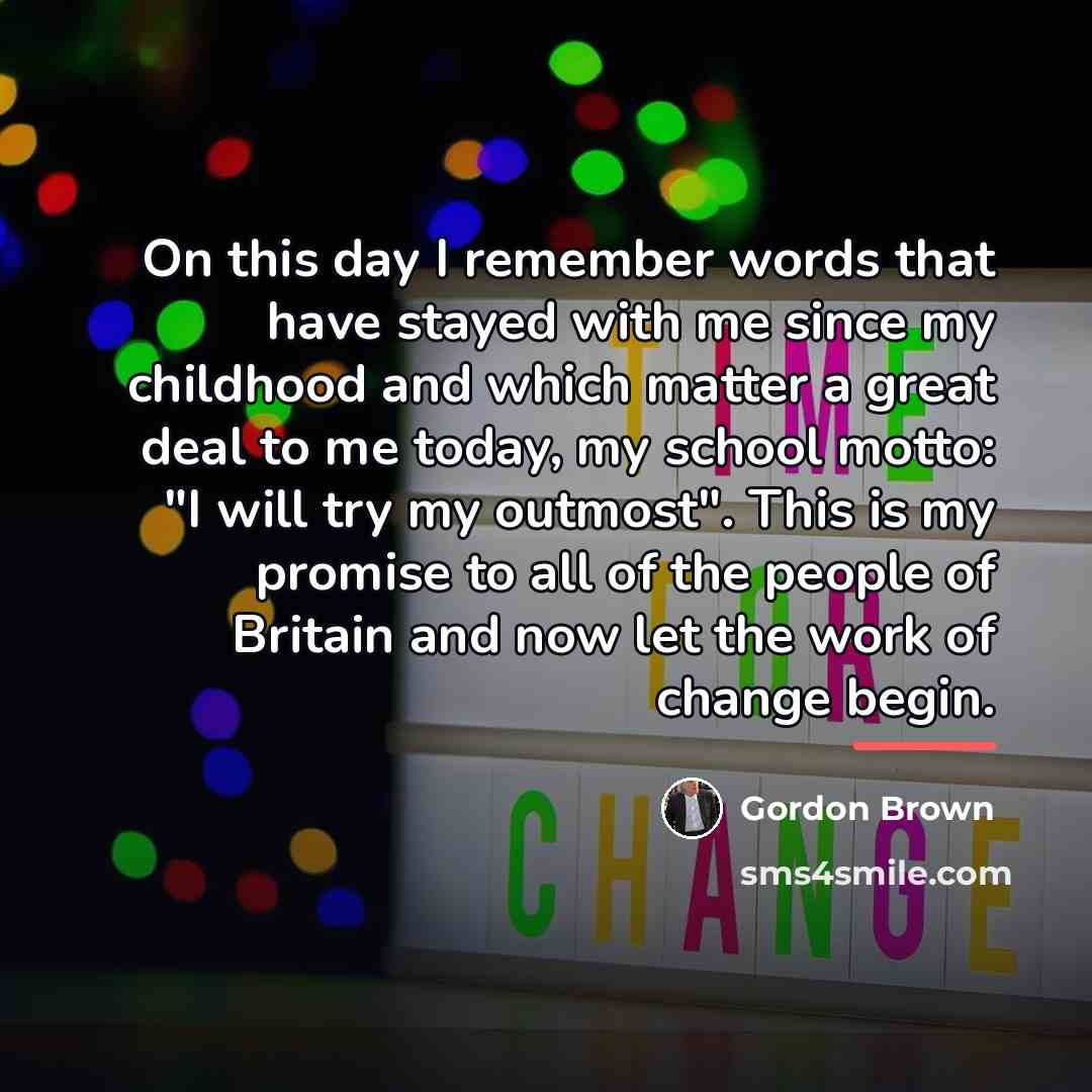 “On this day I remember words that have stayed with…” quote by Gordon Brown