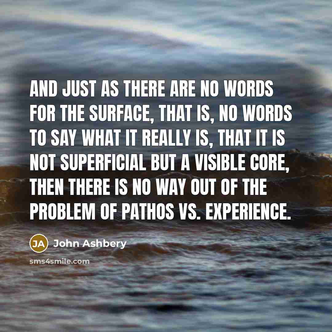 “And just as there are no words for the surface,…” quote by John Ashbery