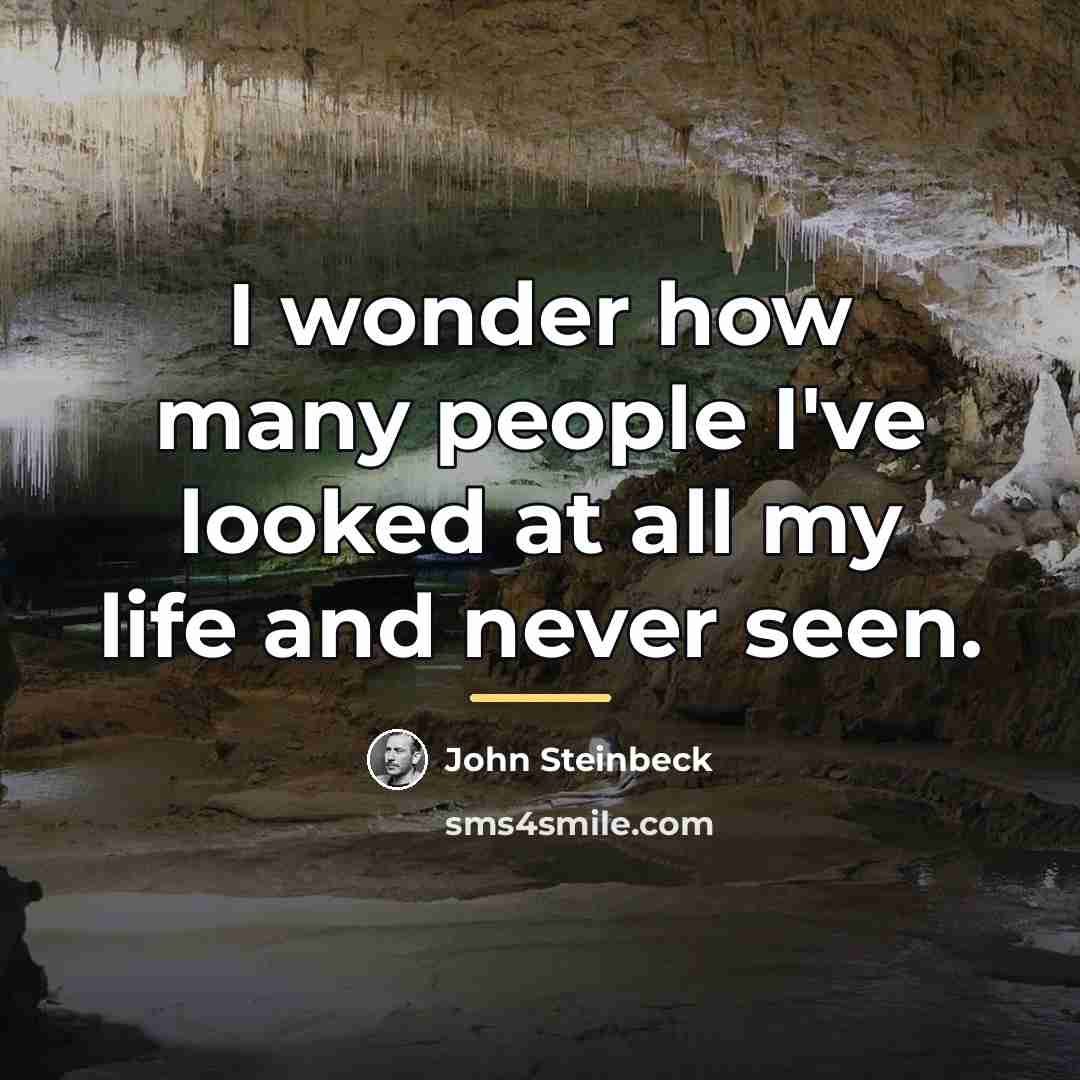 “I wonder how many people I've looked at all my…” quote by John Steinbeck