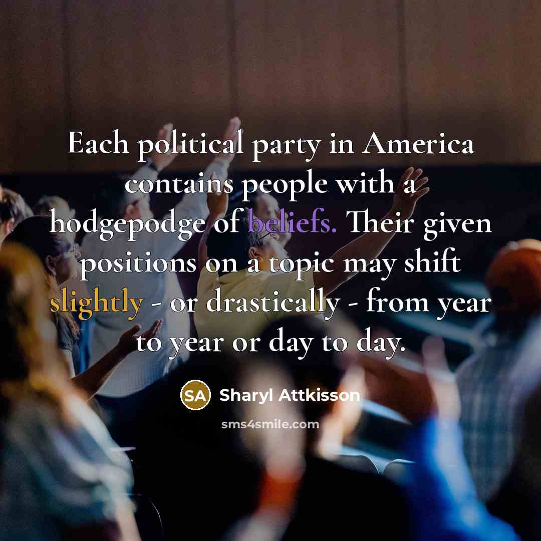 “Each political party in America contains people with a hodgepodge…” quote by Sharyl Attkisson
