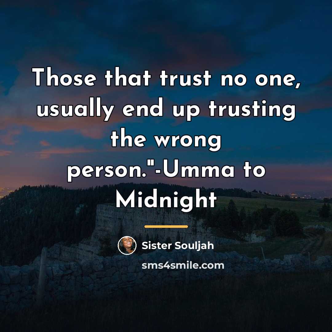 “Those that trust no one, usually end up trusting the…” quote by Sister Souljah