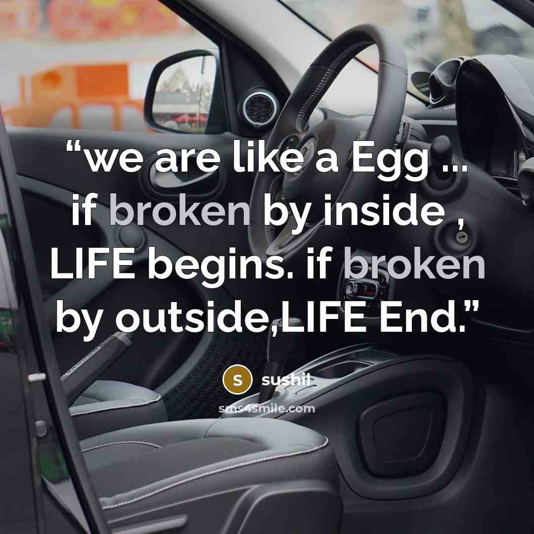 “we are like a Egg ... if broken by inside , LIFE begins. if broken by outside,LIFE End.” quote by Sushil