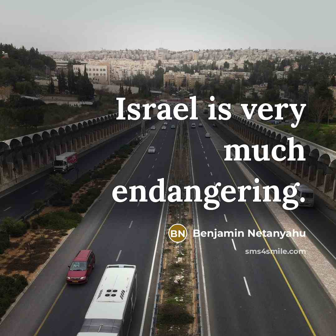 “Israel is very much endangering.…” quote by Benjamin Netanyahu
