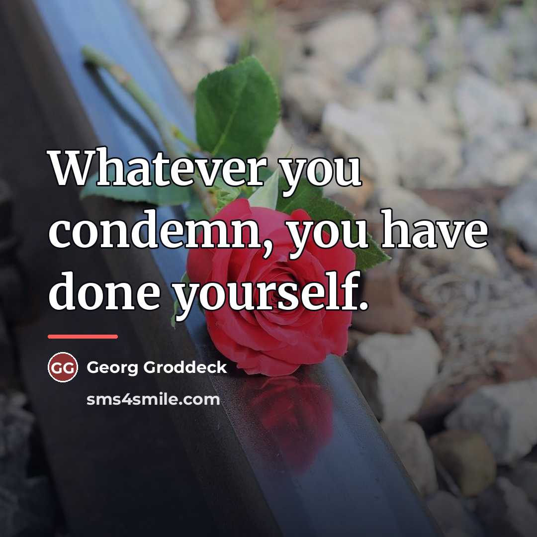 “Whatever you condemn, you have done yourself.…” quote by Georg Groddeck
