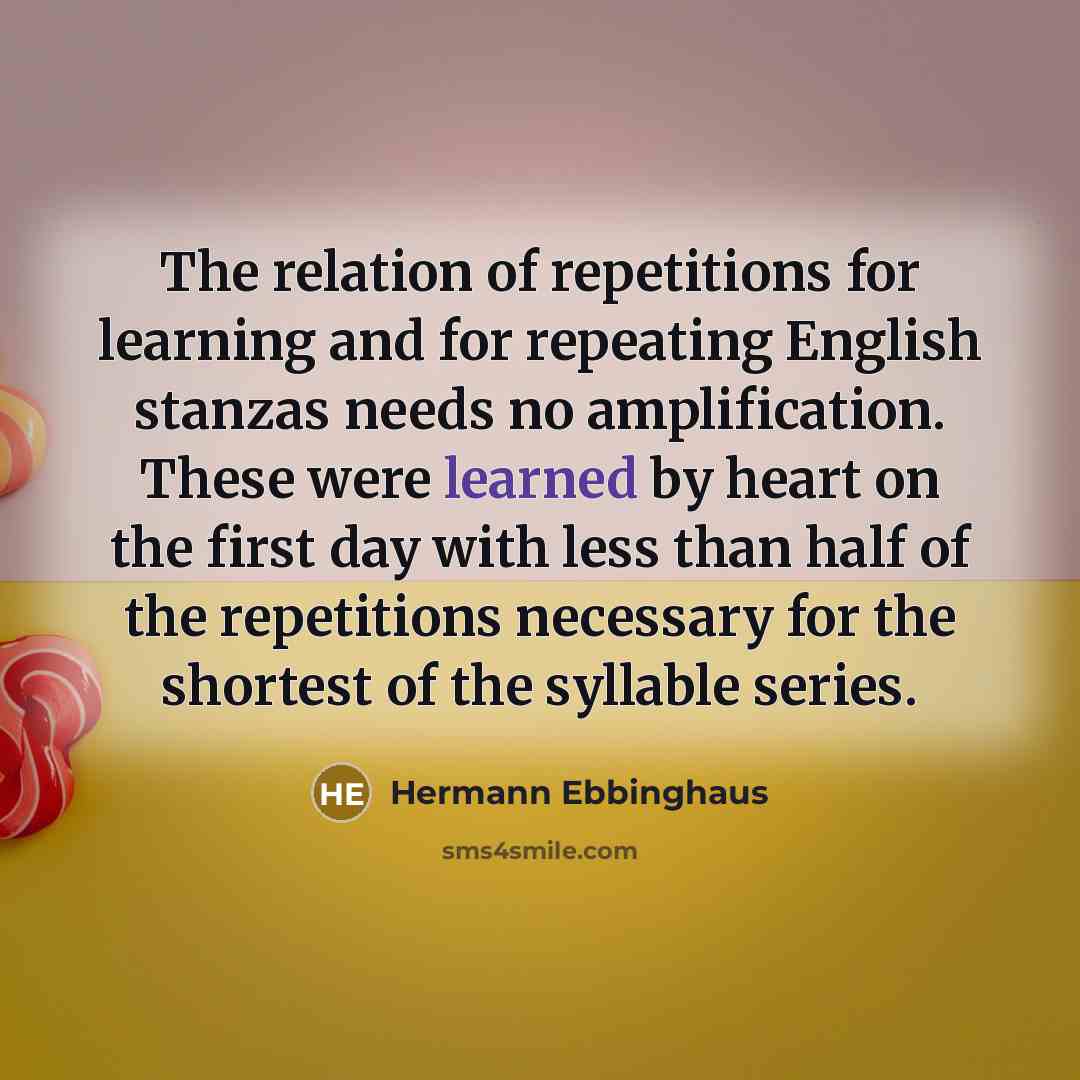 “The relation of repetitions for learning and for repeating English…” quote by Hermann Ebbinghaus