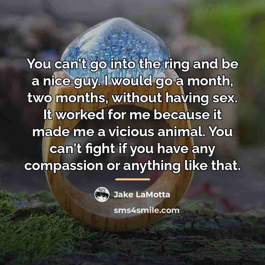 “You can't go into the ring and be a nice…” quote by Jake LaMotta