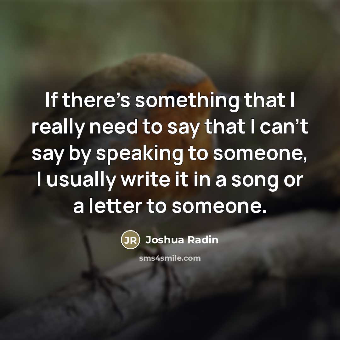 “If there's something that I really need to say that…” quote by Joshua Radin