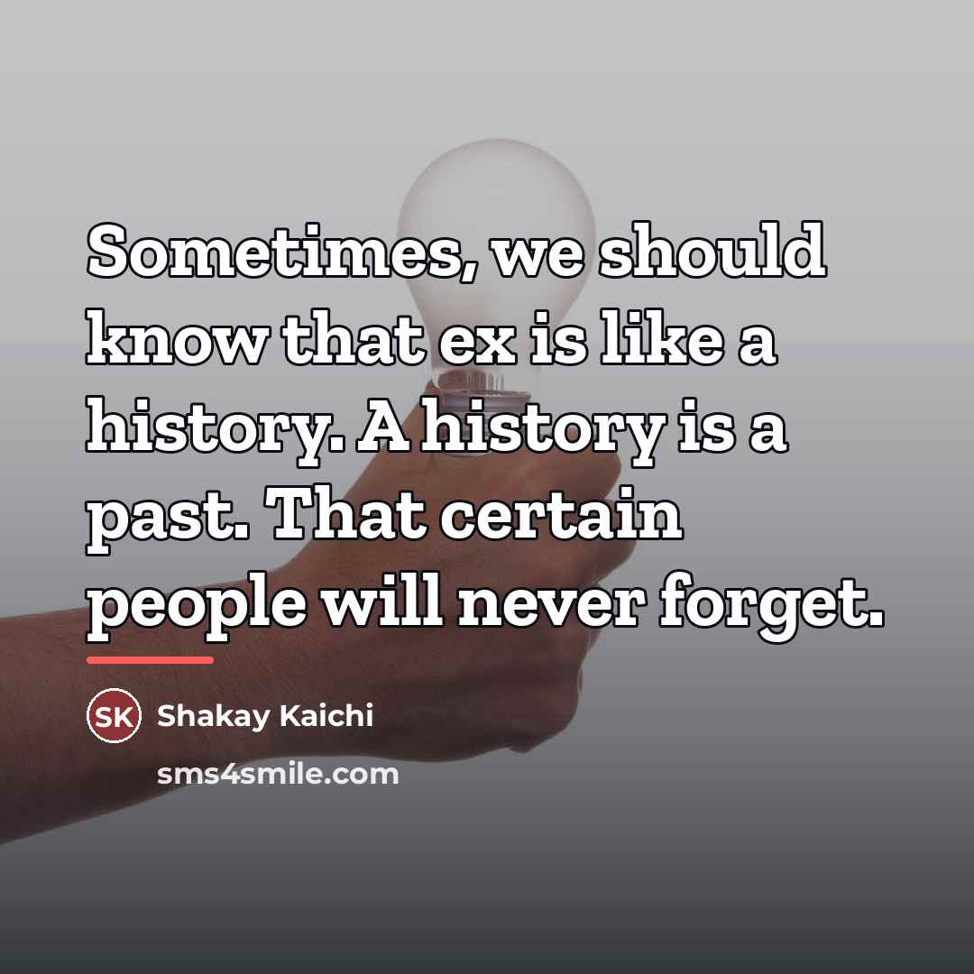 “Sometimes, we should know that ex is like a history.…” quote by Shakay Kaichi