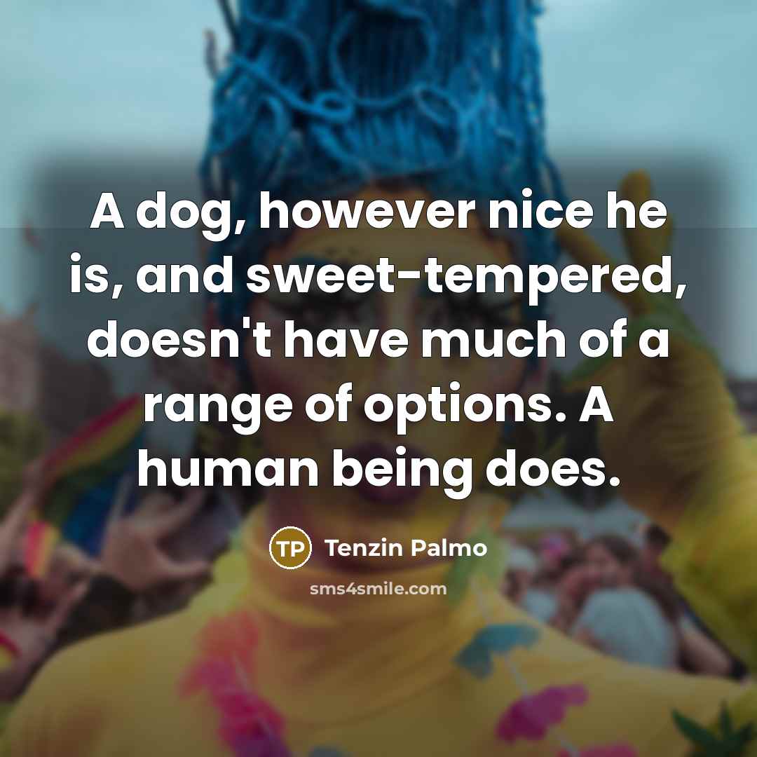 “A dog, however nice he is, and sweet-tempered, doesn't have…” quote by Tenzin Palmo