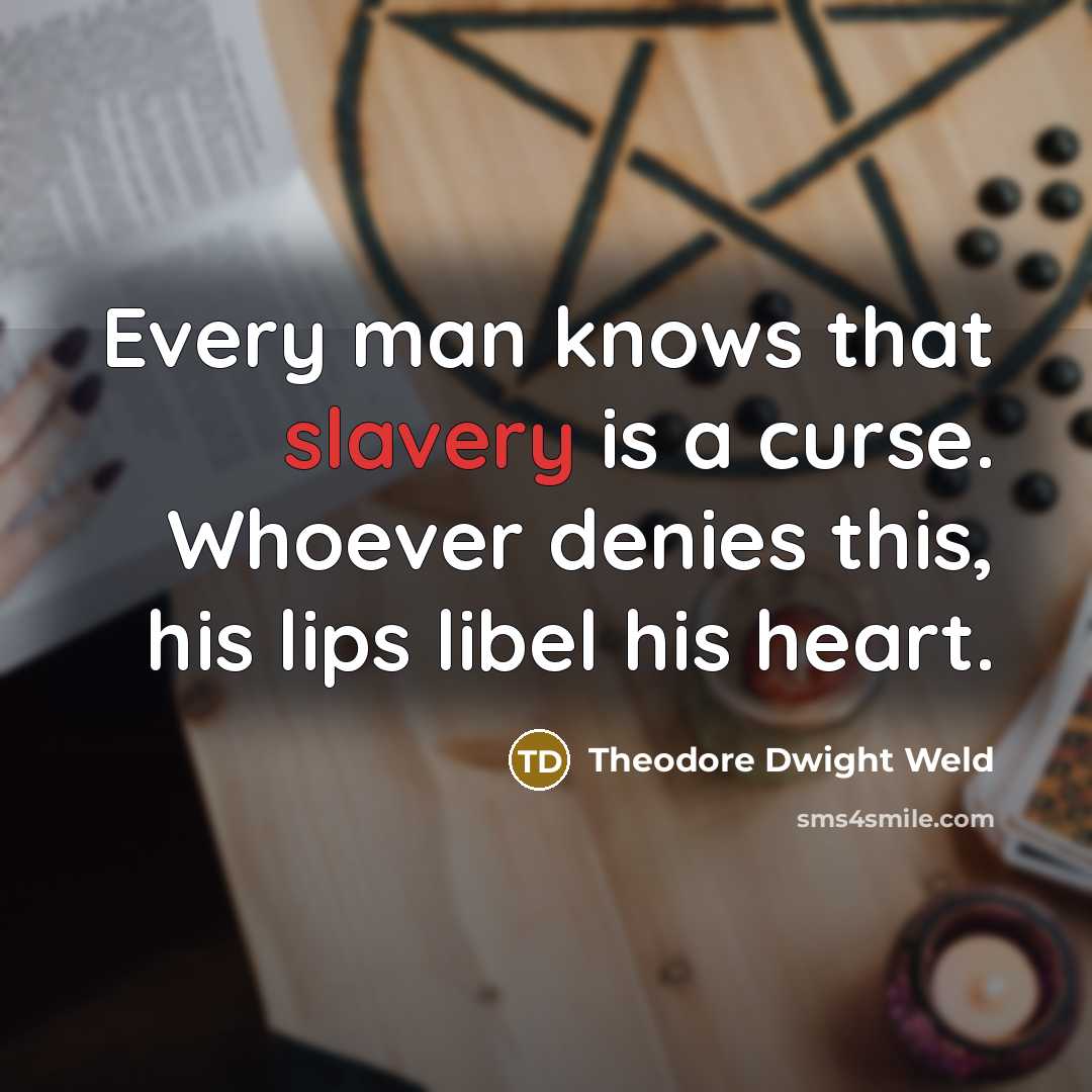 “Every man knows that slavery is a curse. Whoever denies…” quote by Theodore Dwight Weld