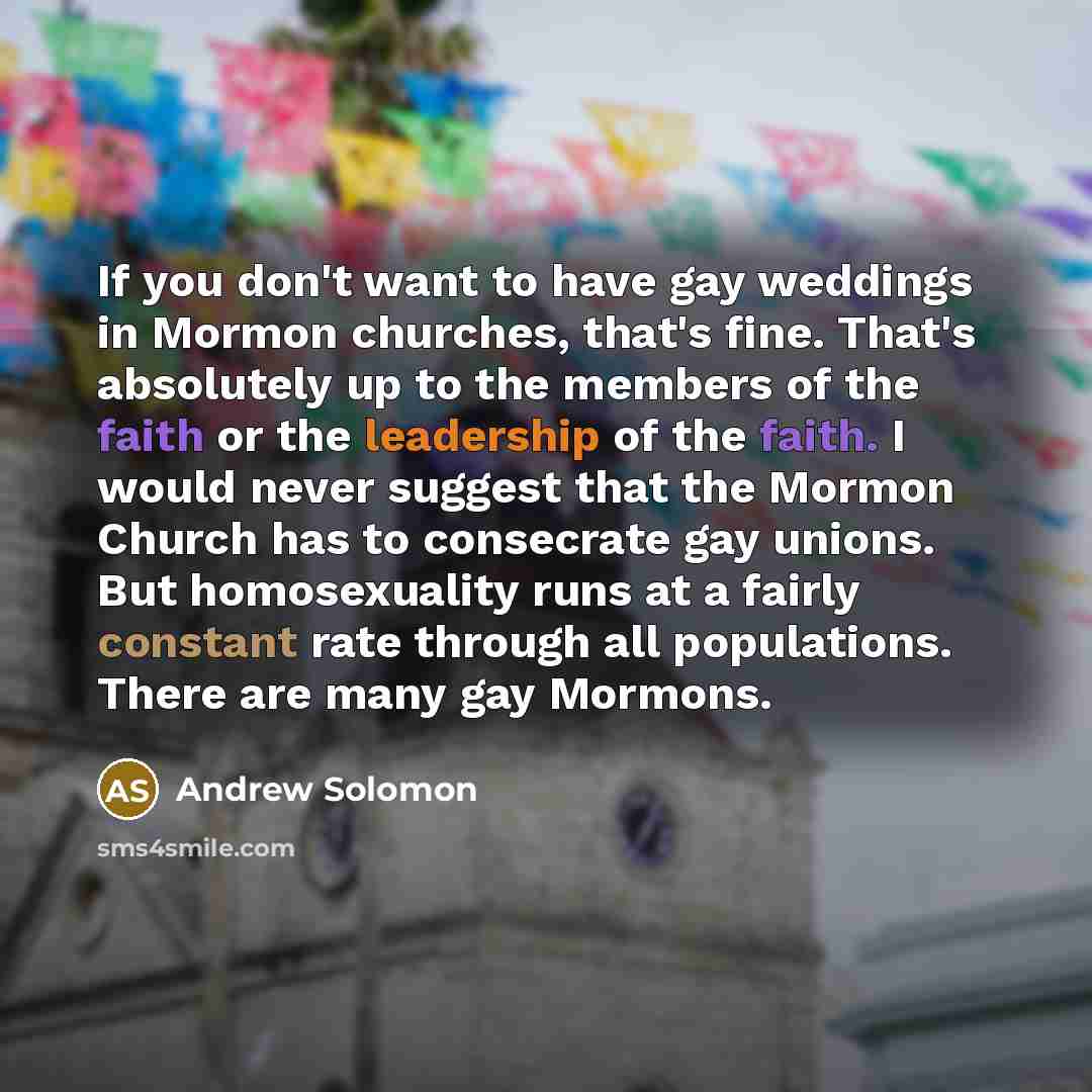 “If you don't want to have gay weddings in Mormon…” quote by Andrew Solomon