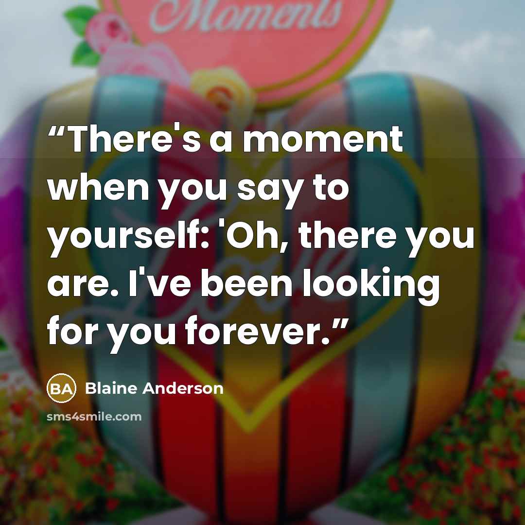 “There's a moment when you say to yourself: 'Oh, there you are. I've been looking for you forever.” quote by Blaine Anderson