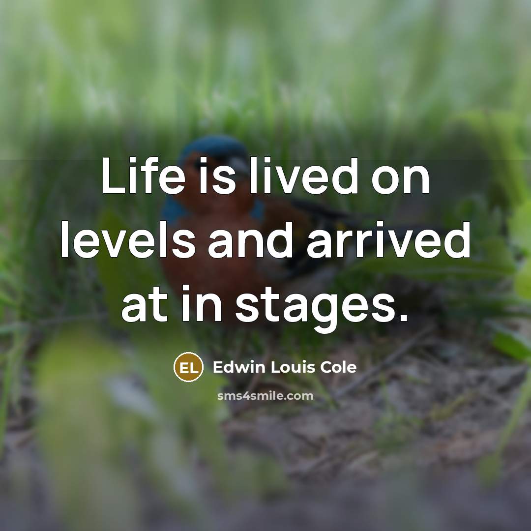 “Life is lived on levels and arrived at in stages.…” quote by Edwin Louis Cole
