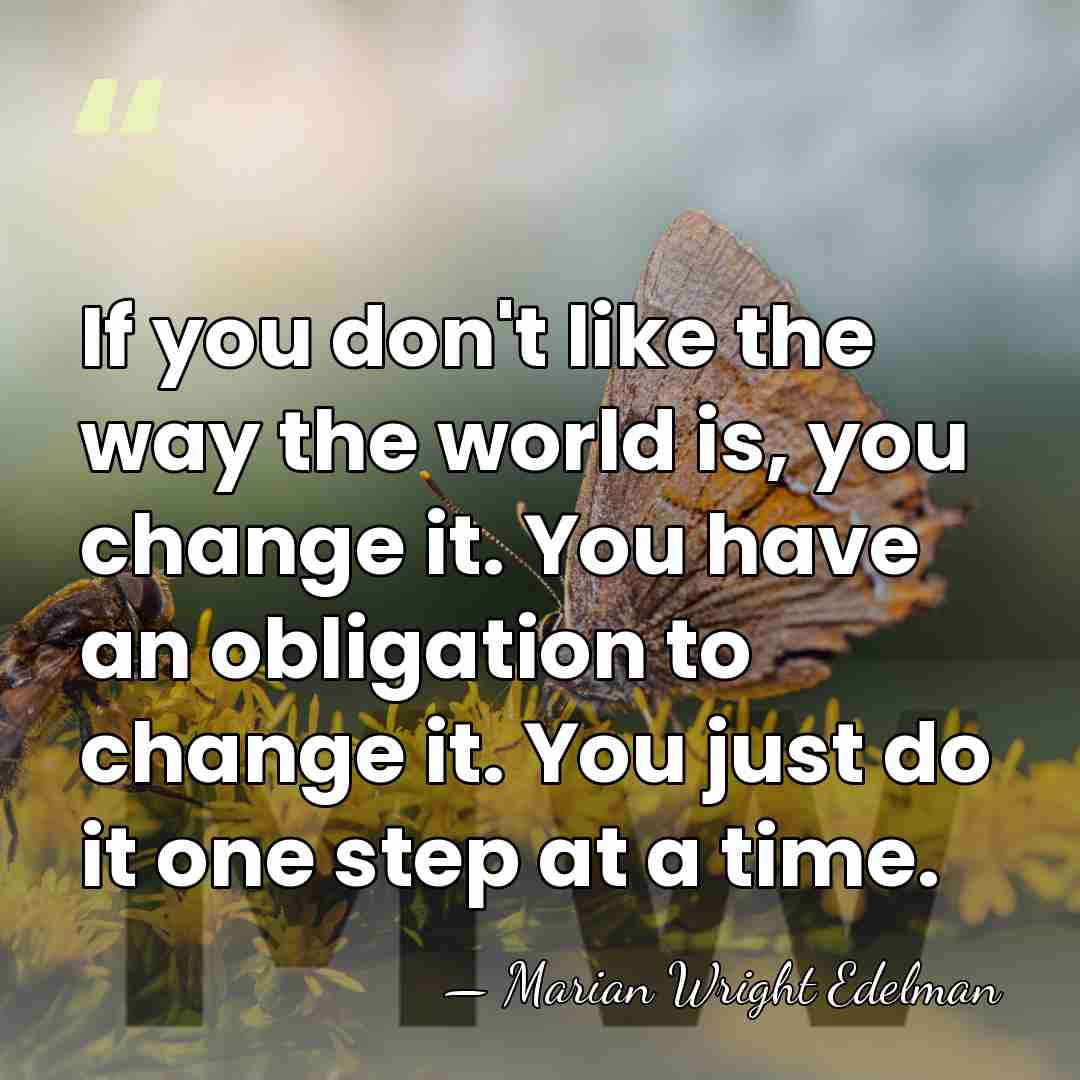 If you don't like the way the world is, you change it.&hellip; - Marian Wright Edelman