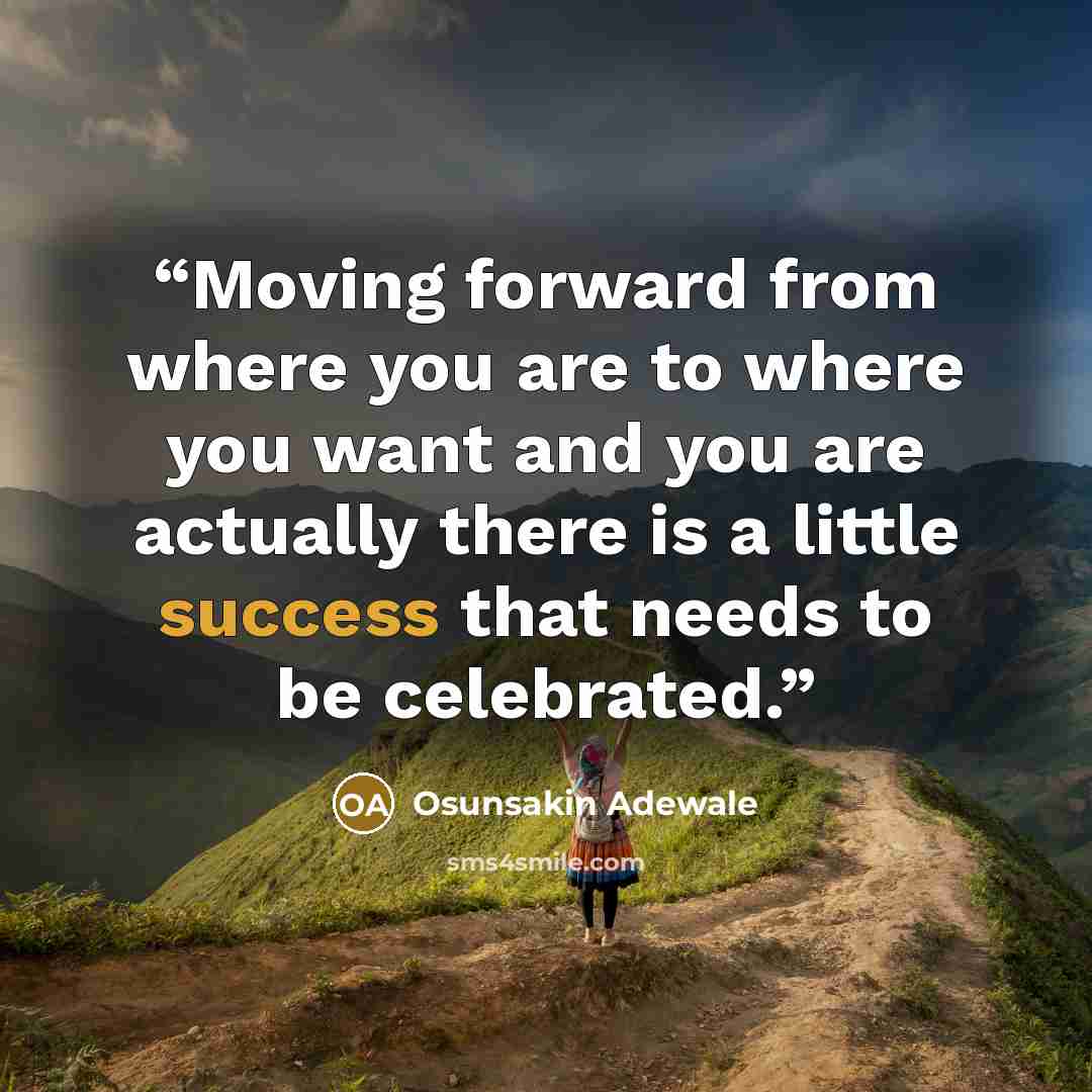 “Moving forward from where you are to where you want and you are actually there is a little success that needs to be celebrated.” quote by Osunsakin Adewale