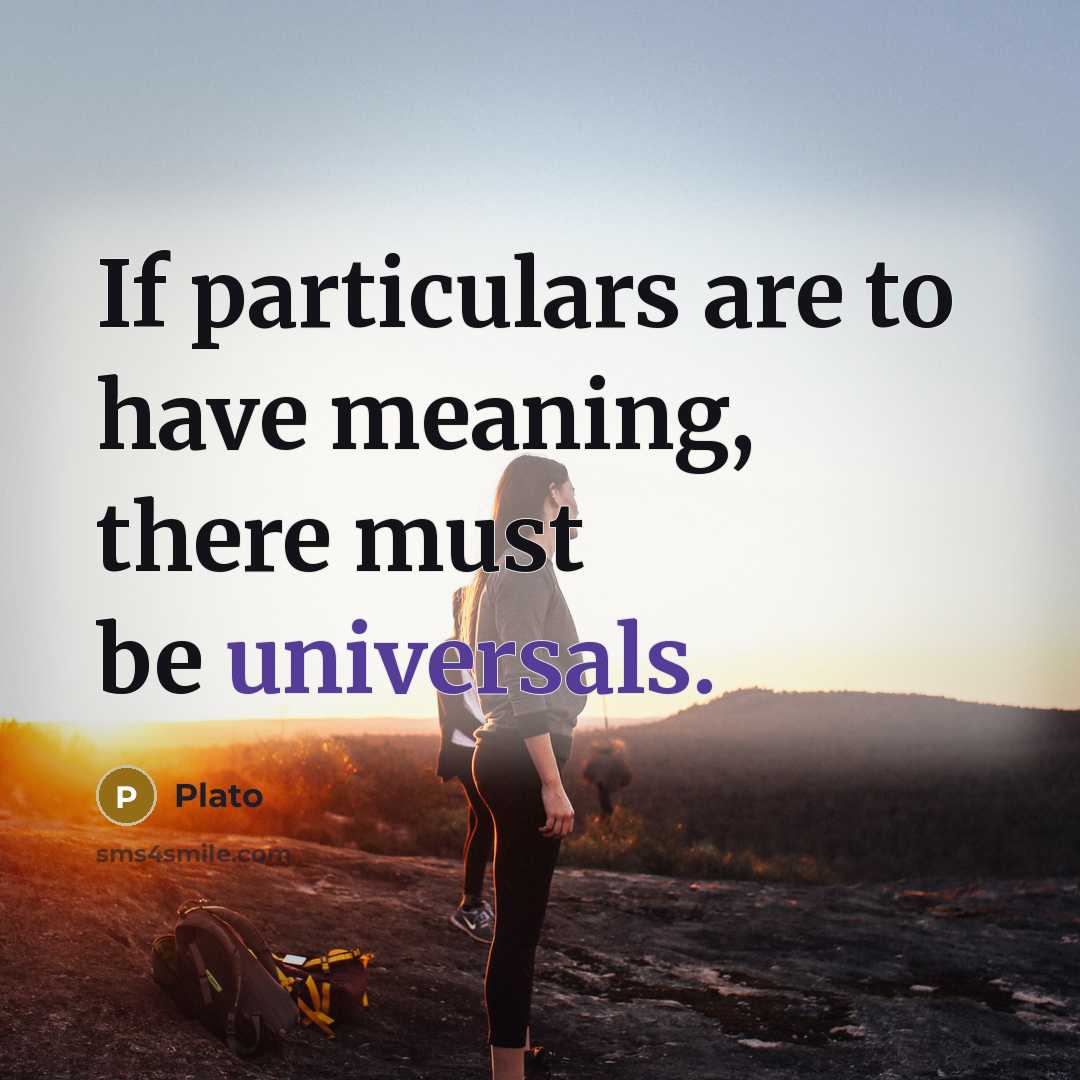 “If particulars are to have meaning, there must be universals.” quote by Plato