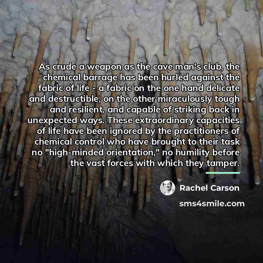 “As crude a weapon as the cave man's club, the…” quote by Rachel Carson