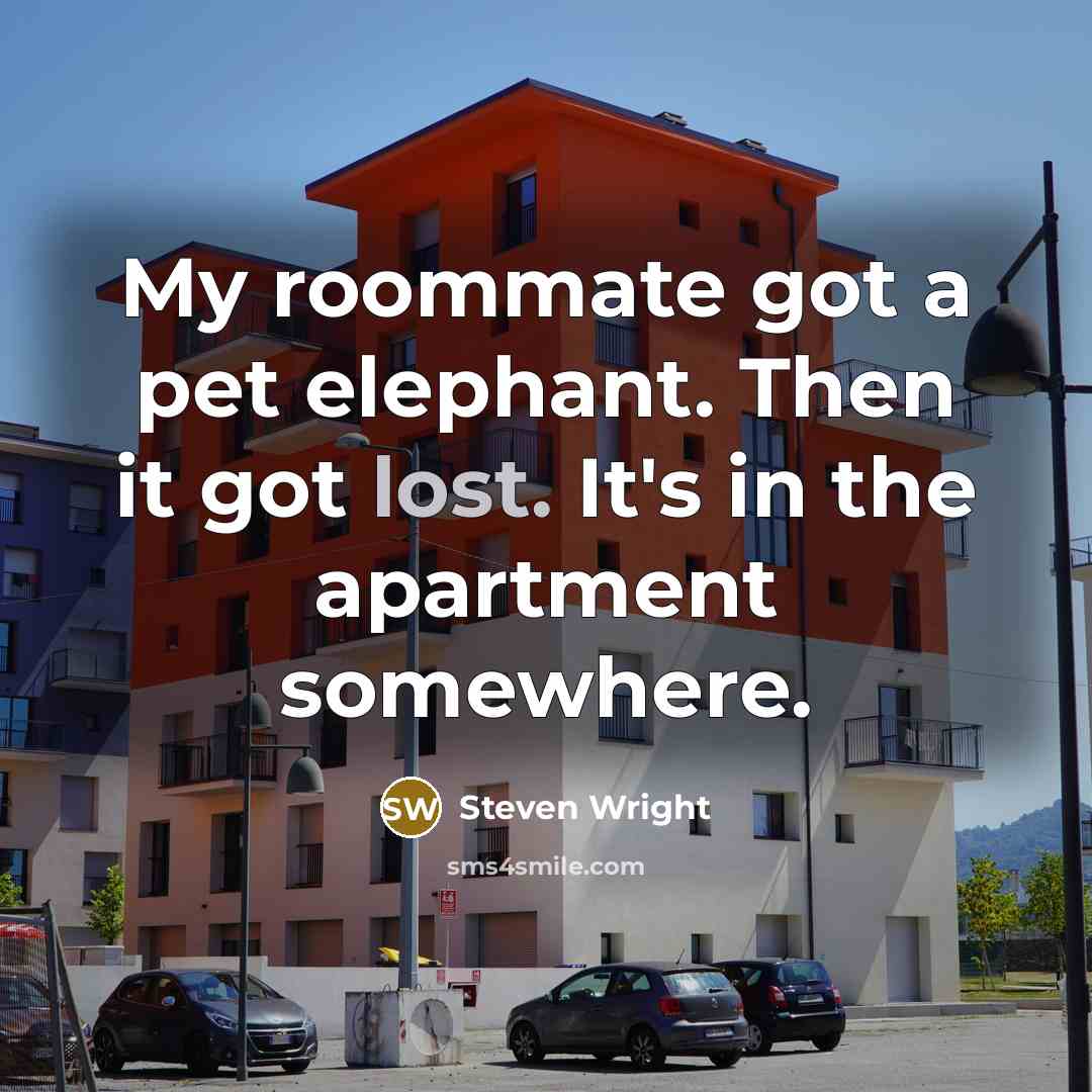 “My roommate got a pet elephant. Then it got lost.…” quote by Steven Wright