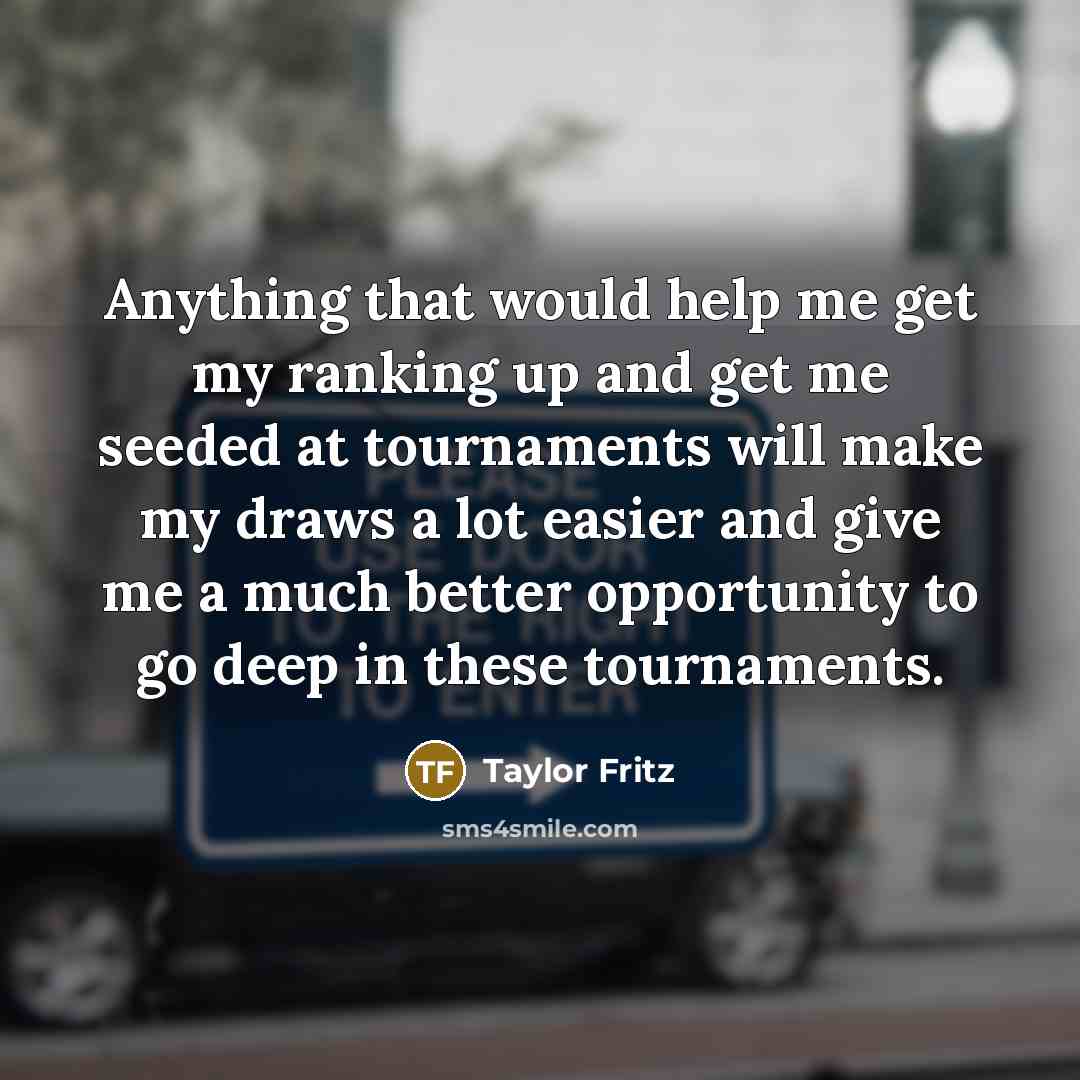 “Anything that would help me get my ranking up and…” quote by Taylor Fritz