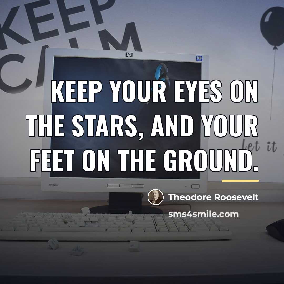 “Keep your eyes on the stars, and your feet on…” quote by Theodore Roosevelt