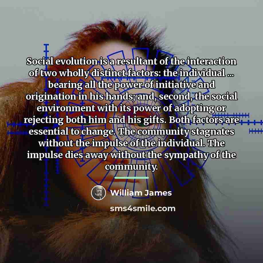 “Social evolution is a resultant of the interaction of two…” quote by William James