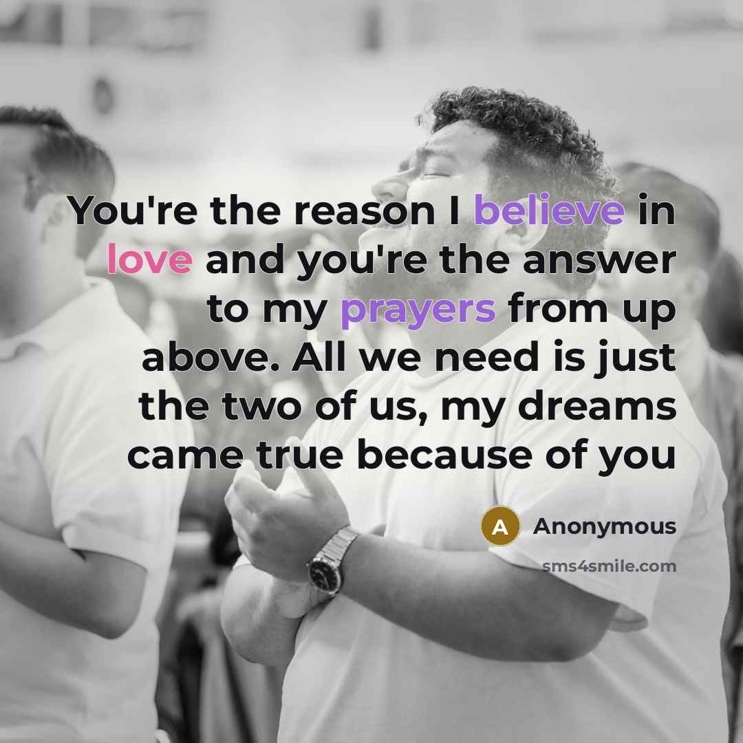 “You're the reason I believe in love and you're the…” quote by Anonymous