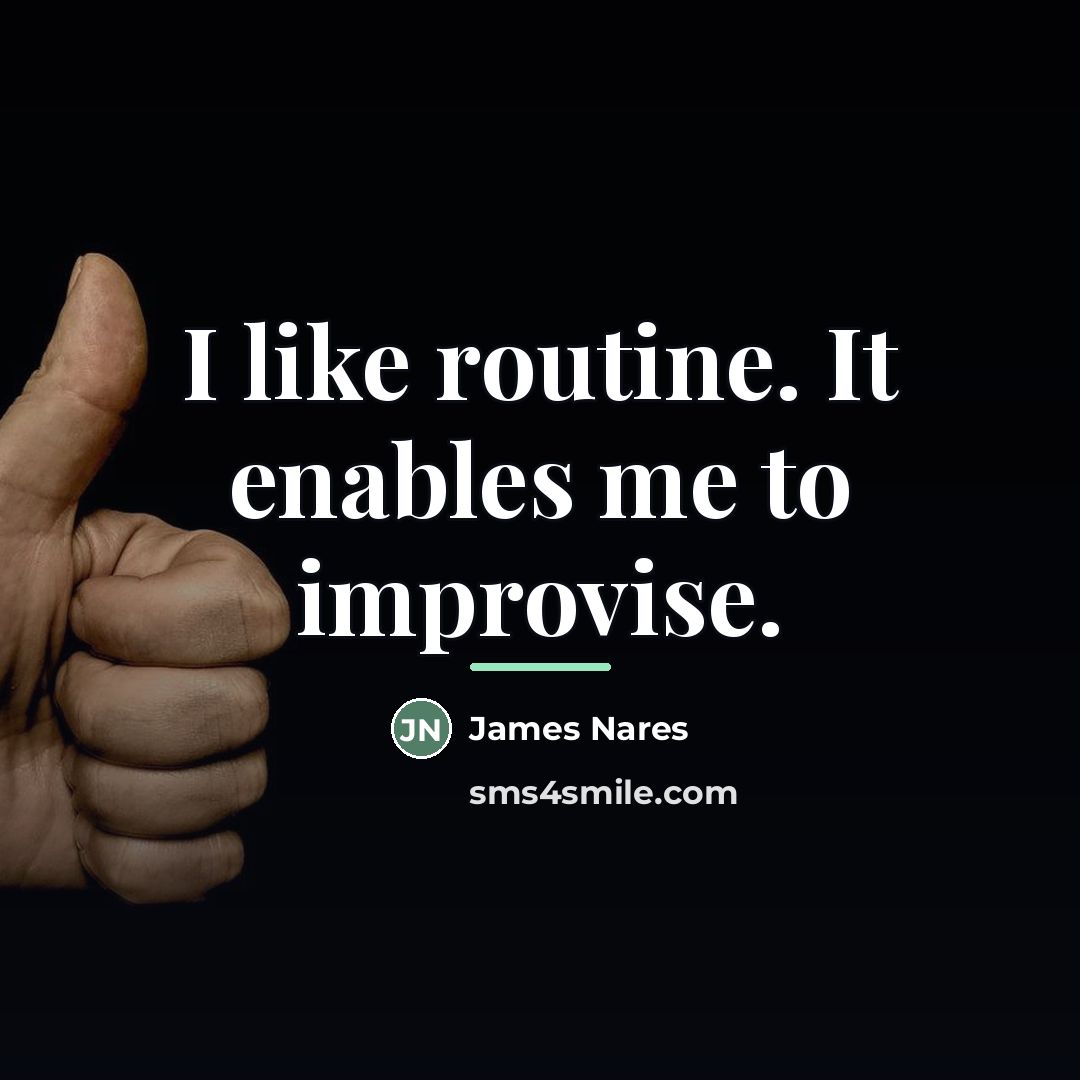 “I like routine. It enables me to improvise.…” quote by James Nares