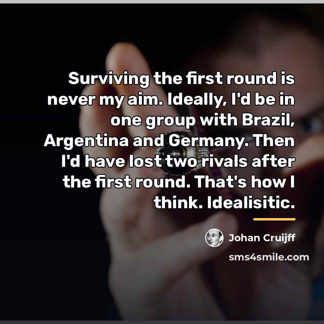 “Surviving the first round is never my aim. Ideally, I'd…” quote by Johan Cruijff