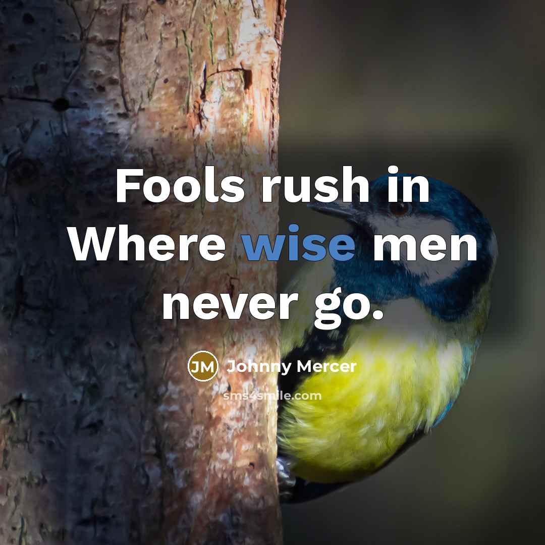 “Fools rush in Where wise men never go.” quote by Johnny Mercer