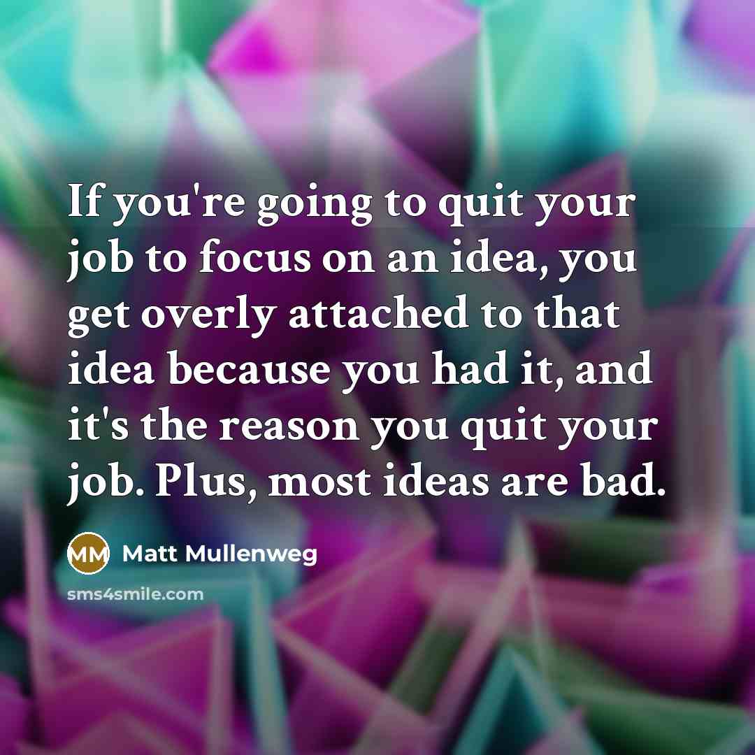 “If you're going to quit your job to focus on…” quote by Matt Mullenweg