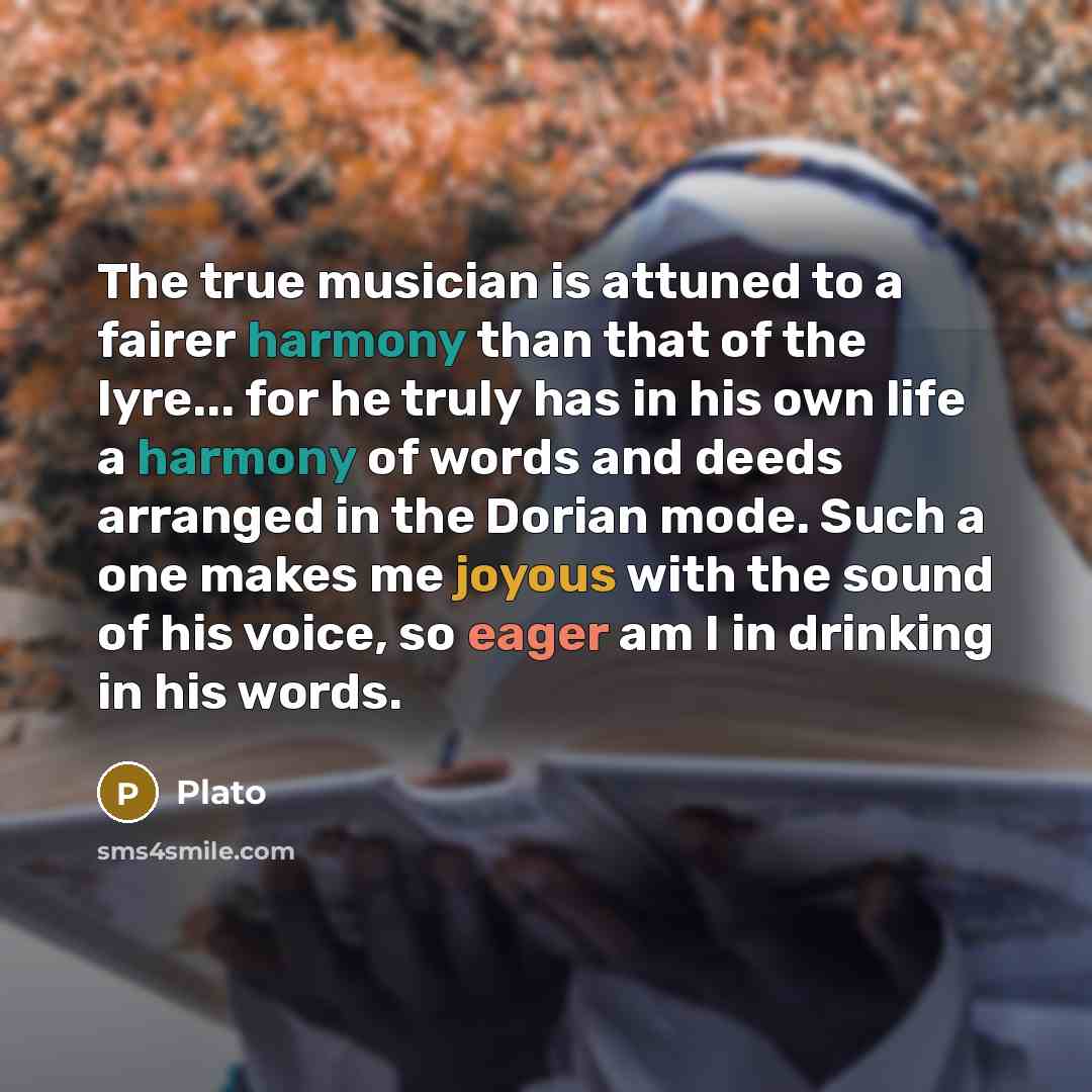 “The true musician is attuned to a fairer harmony than…” quote by Plato