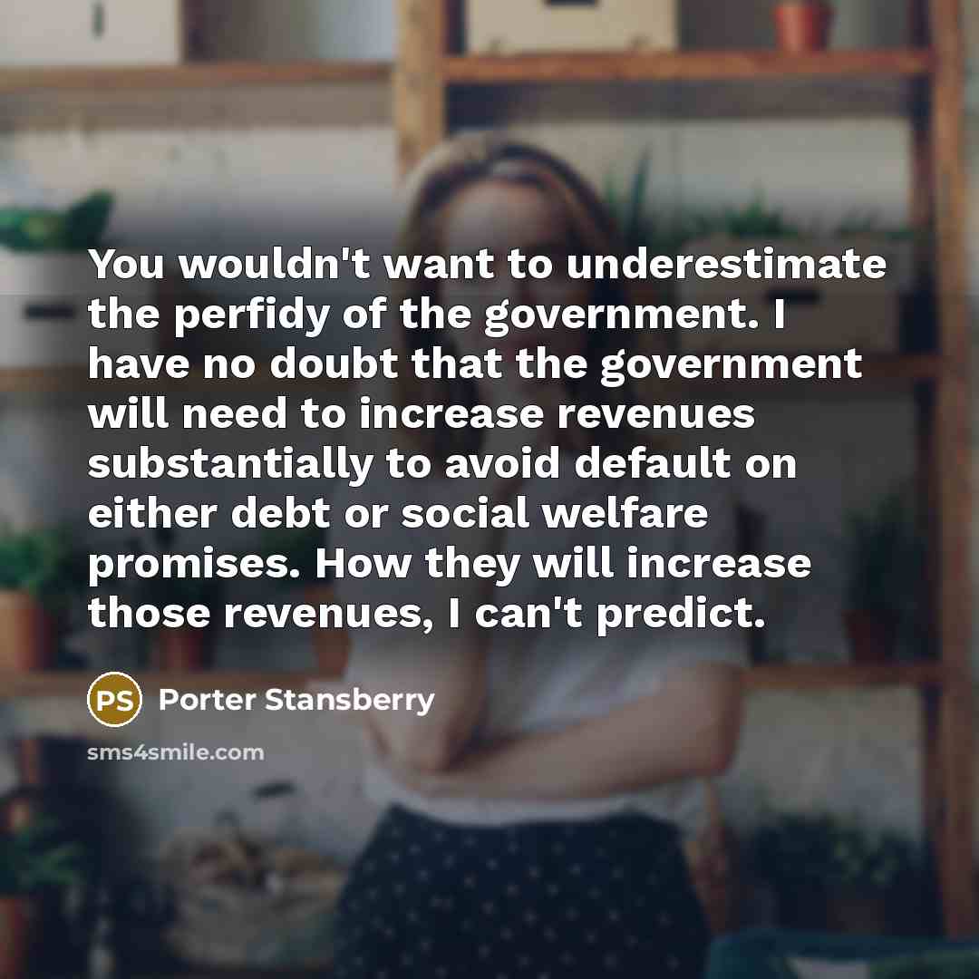 “You wouldn't want to underestimate the perfidy of the government.…” quote by Porter Stansberry