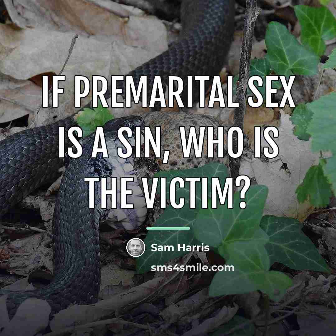 “If premarital sex is a sin, who is the victim?…” quote by Sam Harris