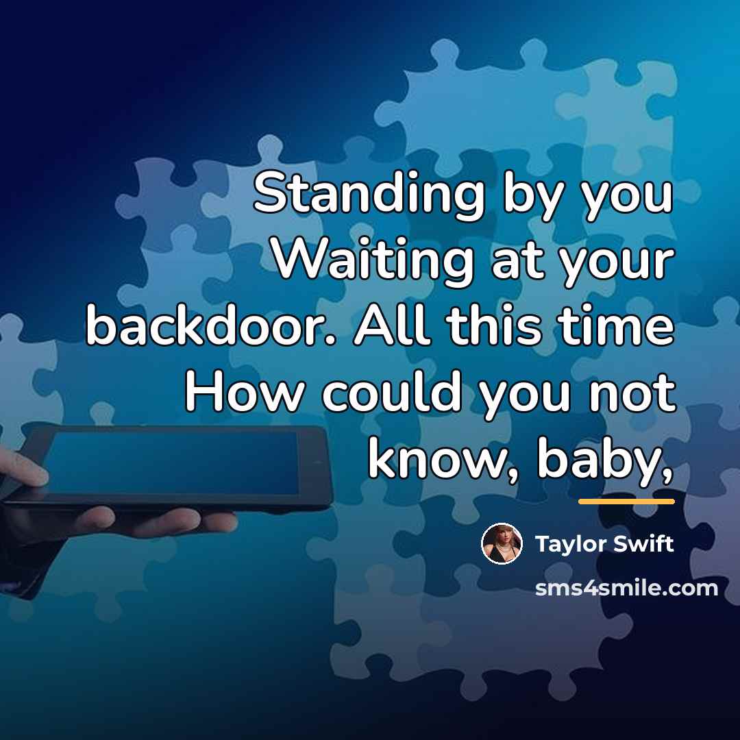 “Standing by you Waiting at your backdoor. All this time…” quote by Taylor Swift