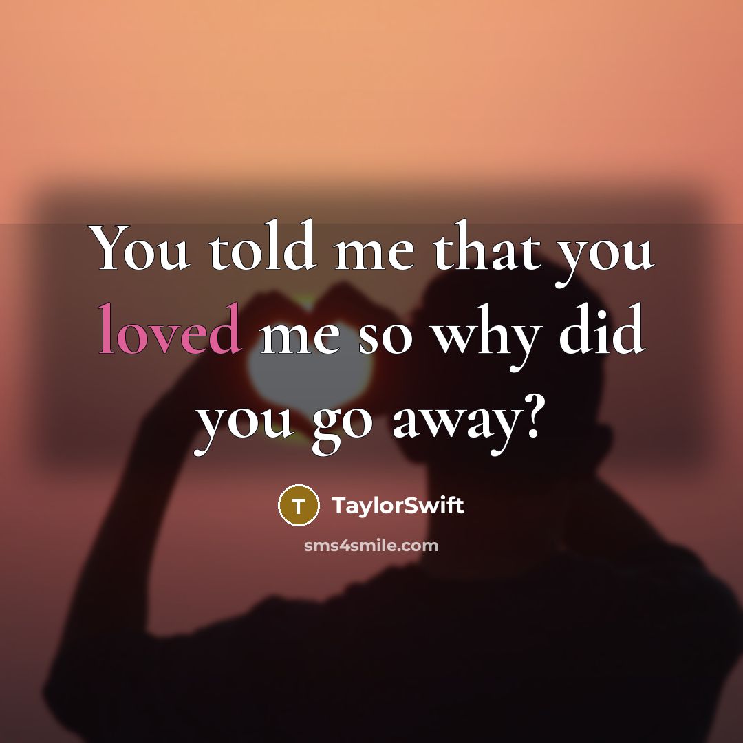 “You told me that you loved me so why did you go away?” quote by TaylorSwift