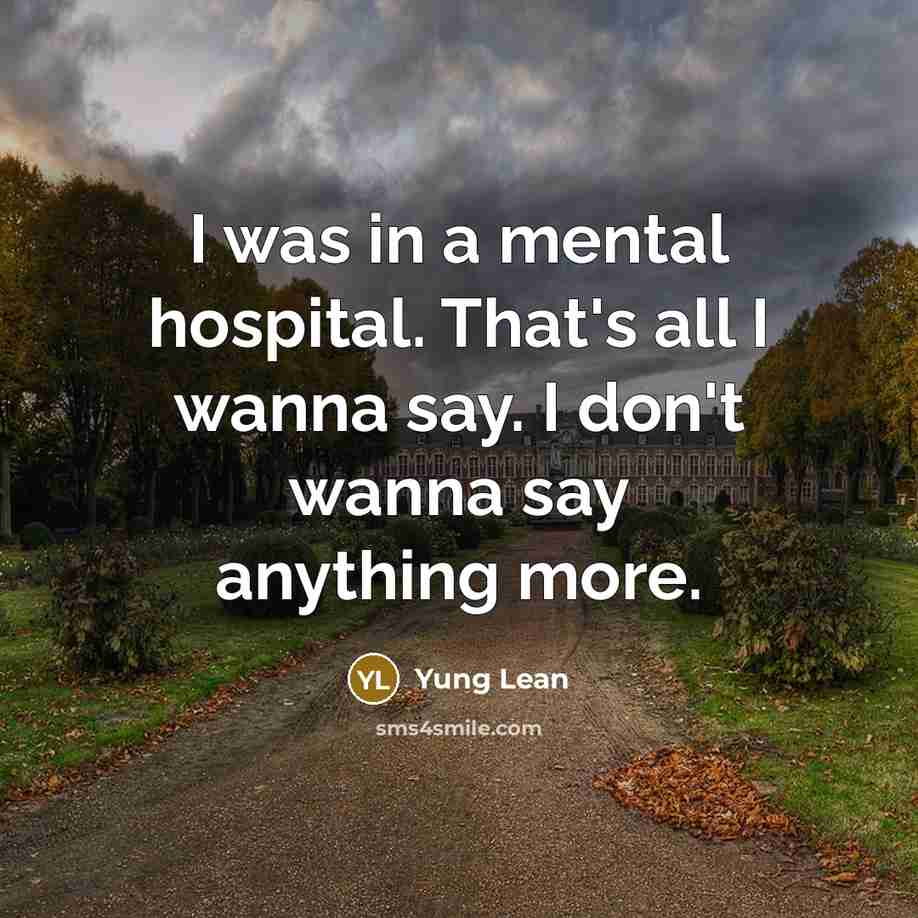 “I was in a mental hospital. That's all I wanna…” quote by Yung Lean