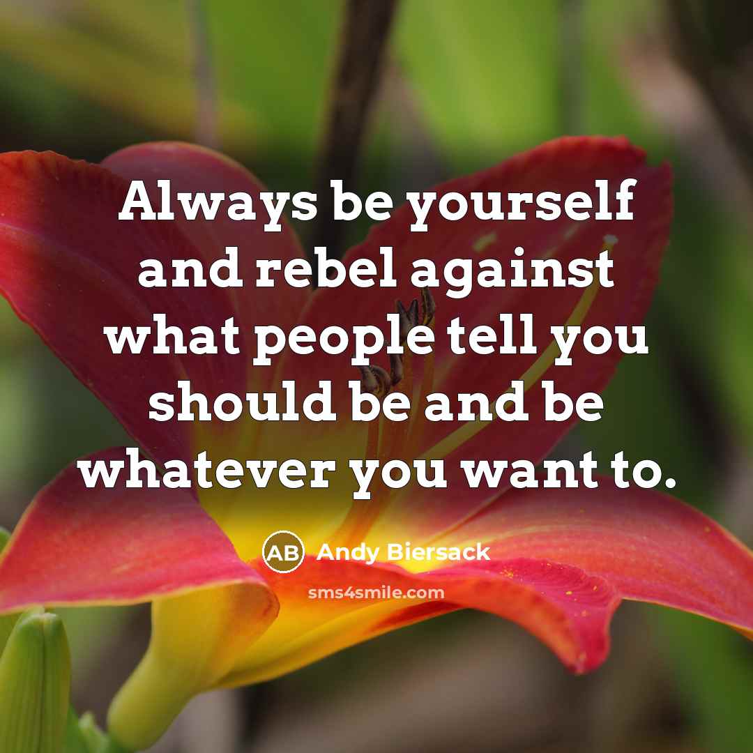 “Always be yourself and rebel against what people tell you…” quote by Andy Biersack