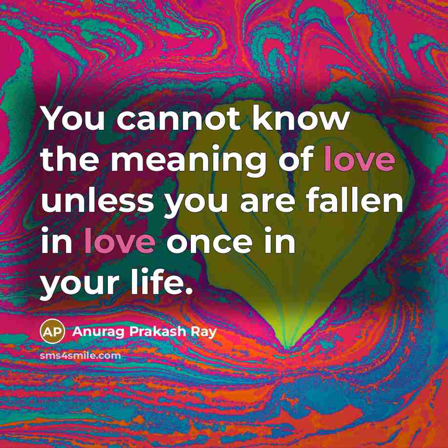 “You cannot know the meaning of love unless you are…” quote by Anurag Prakash Ray