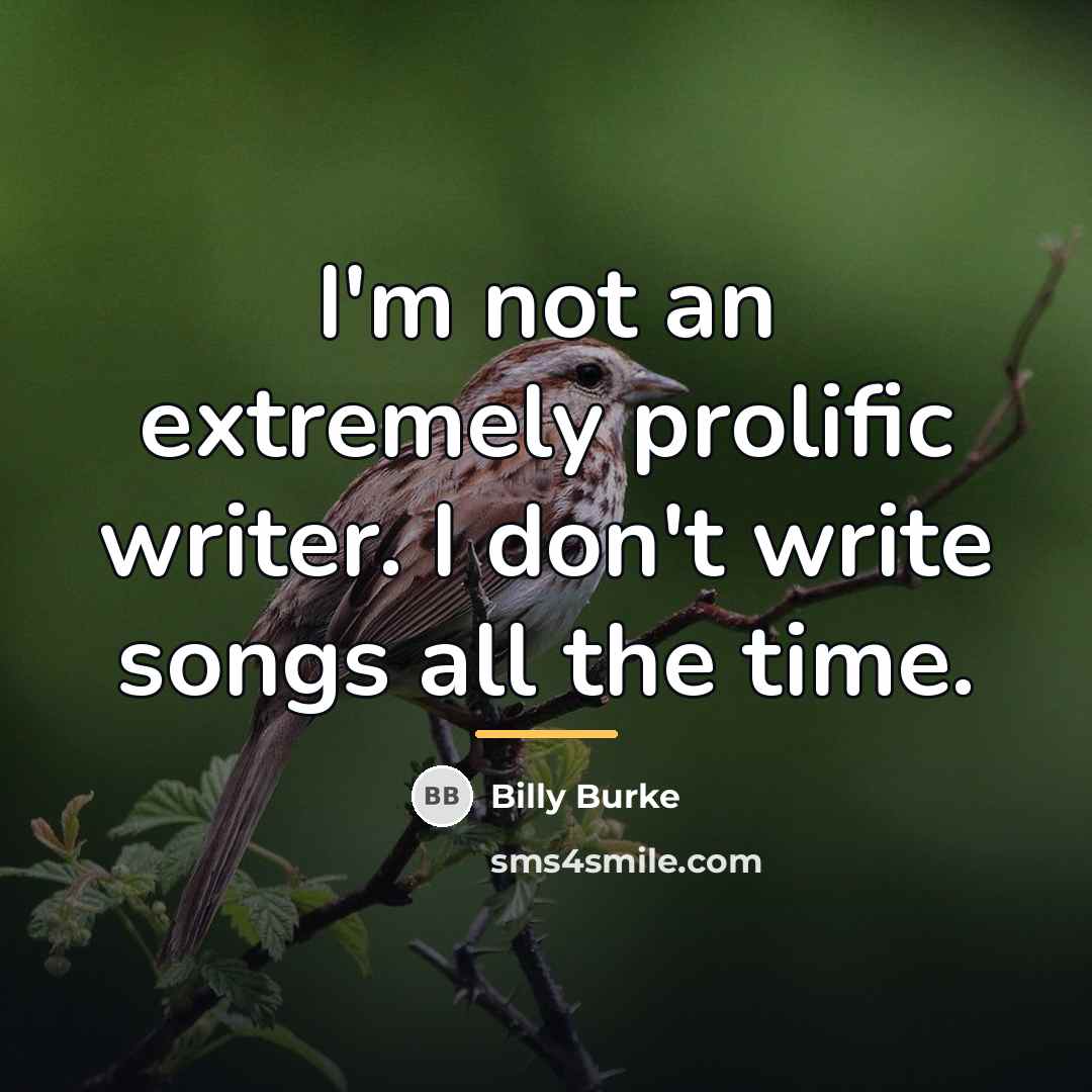 “I'm not an extremely prolific writer. I don't write songs…” quote by Billy Burke