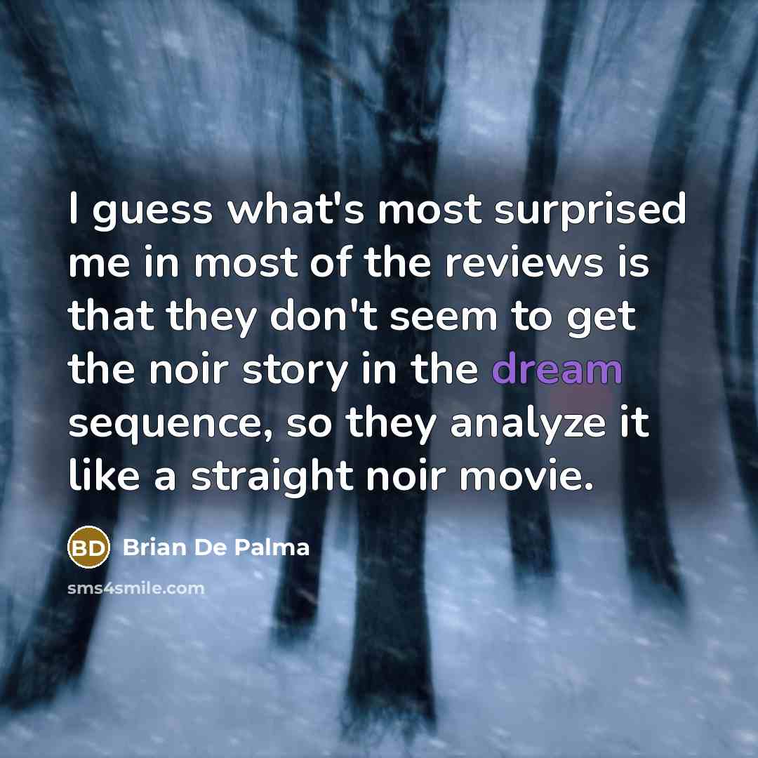 “I guess what's most surprised me in most of the…” quote by Brian De Palma