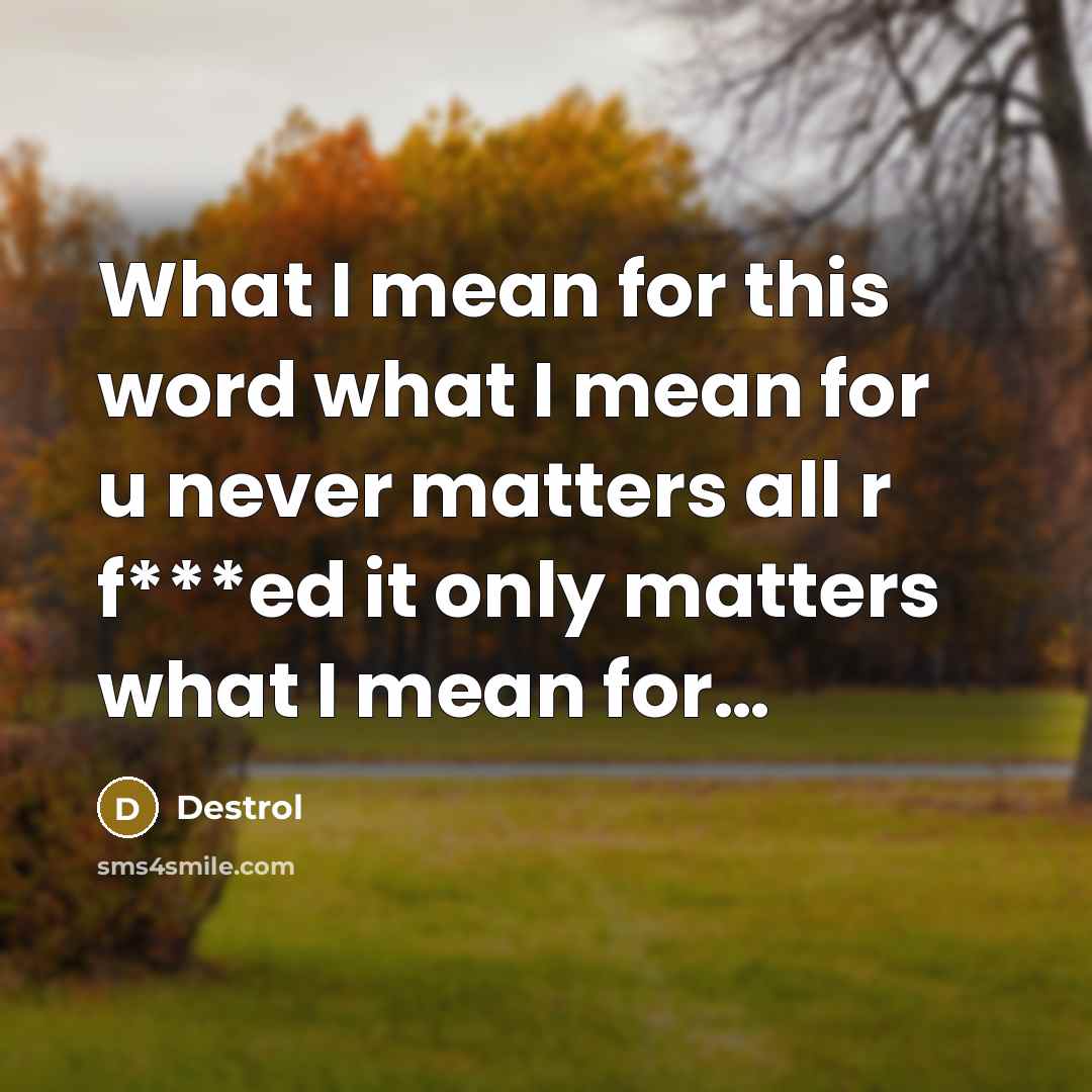 “What I mean for this word what I mean for…” quote by Destrol