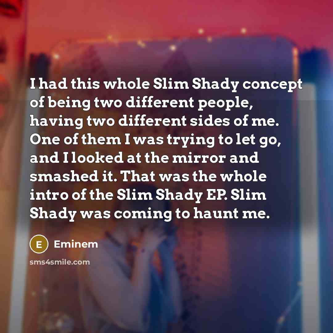 “I had this whole Slim Shady concept of being two…” quote by Eminem